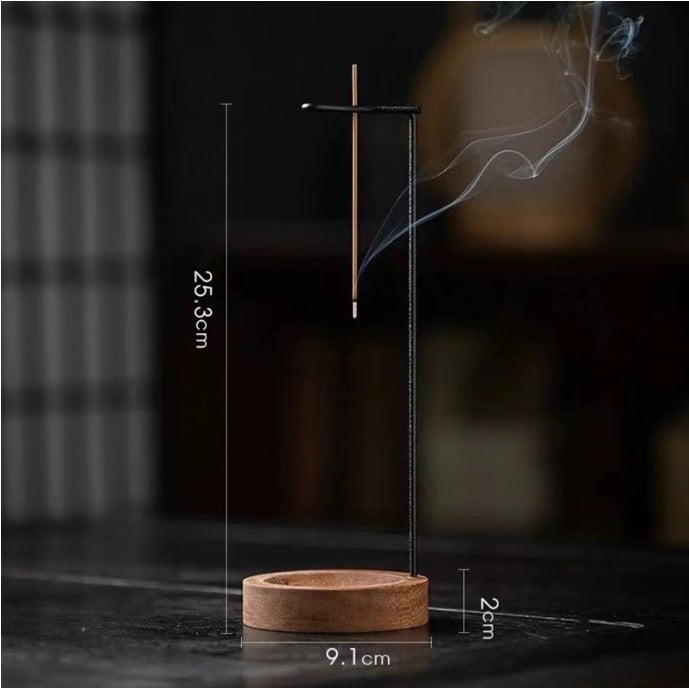 Iron & Wood Inverted Incense Burner – Zen Hanging Design