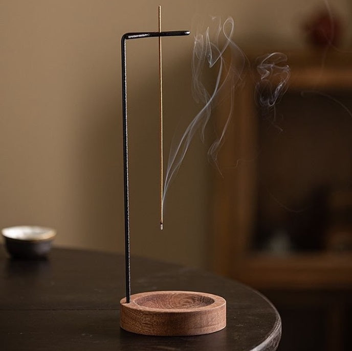 Iron & Wood Inverted Incense Burner – Zen Hanging Design