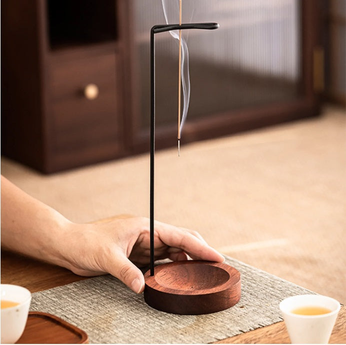 Iron & Wood Inverted Incense Burner – Zen Hanging Design